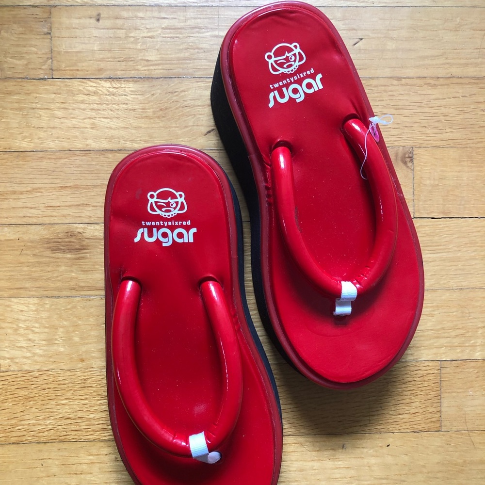 Y2K Red Sugar Floaties Platform Sandal- New, Sz 7.5
